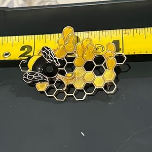 Bumble bee on honeycomb  brooch